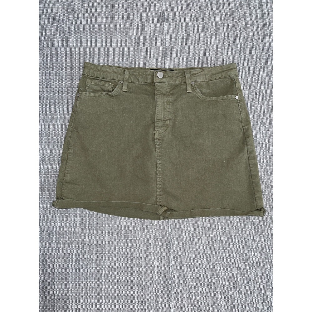 Just Black Straight & Pencil Skirt Womens Large Olive Green Denim Rayon Stretch